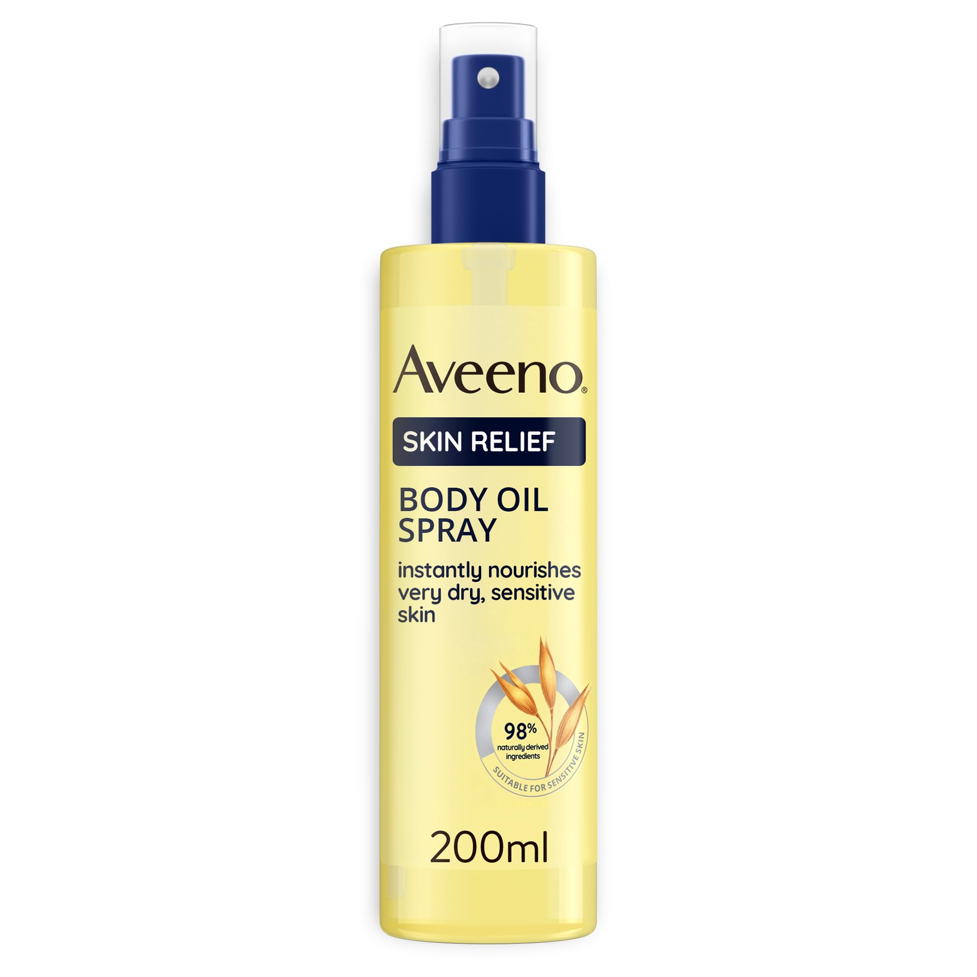 Aveeno Skin Relief Olio Corpo Spray, Olio corpo idratante pelle secca e sensibile, Body oil dermatologicamente testato con ingredienti di origine naturale e oli di Avena e Jojoba, 200 ml