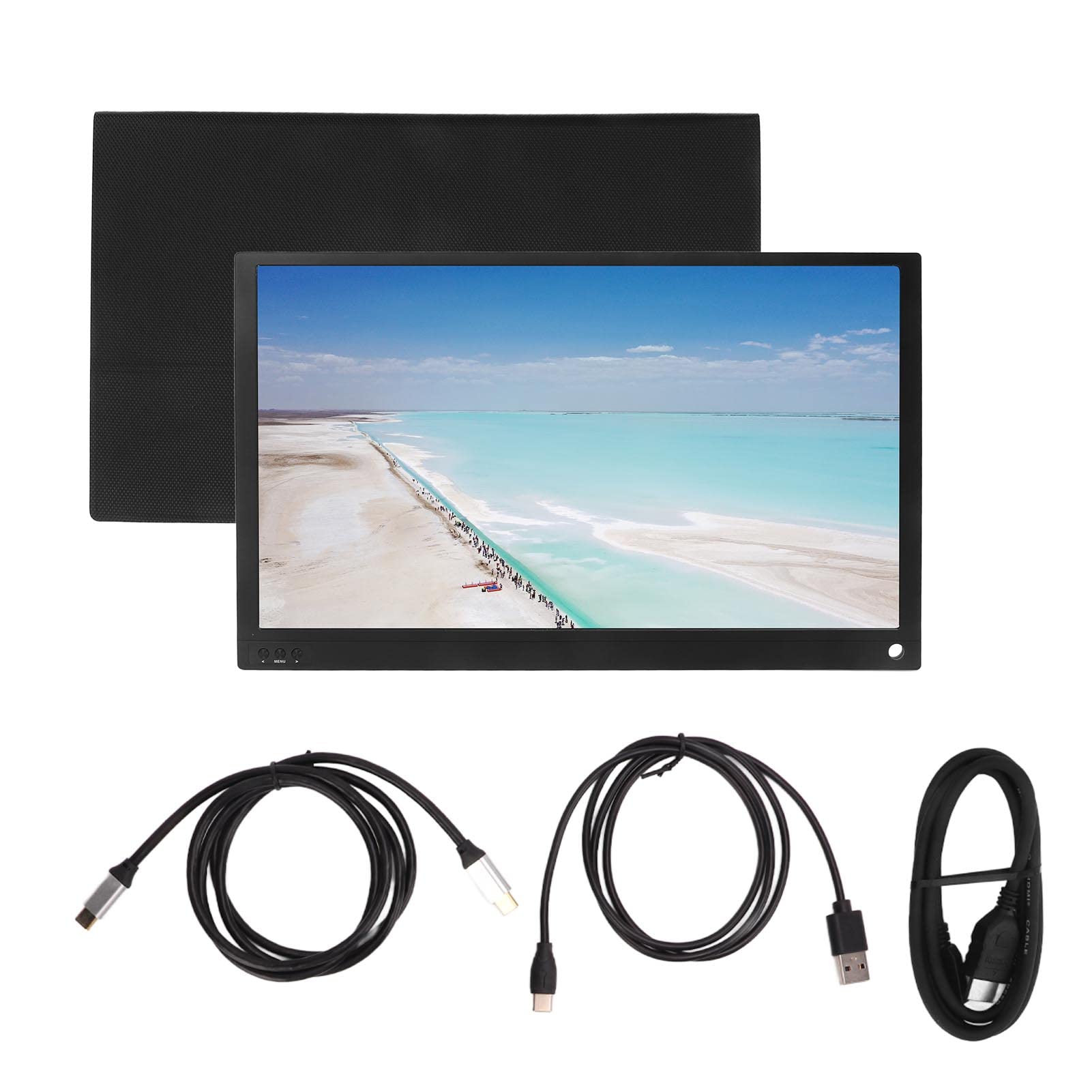 Przenośny Monitor z Ekranem Dotykowym o Przekątnej 15,6 Cala, Podzielony Ekran 1920 X 1080 P, Przenośny Monitor z Ekranem Dotykowym i Podświetleniem LED do Komputera