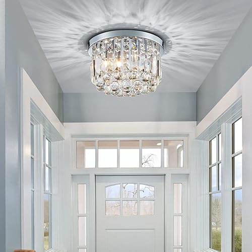 Miniatura 6 de AGV LIGHTING 16061 K9 Lámpara de techo empotrada de cristal, cerca del techo, diseño moderno, 3 luces, perfecta para vestíbulo, sala de estar, 12