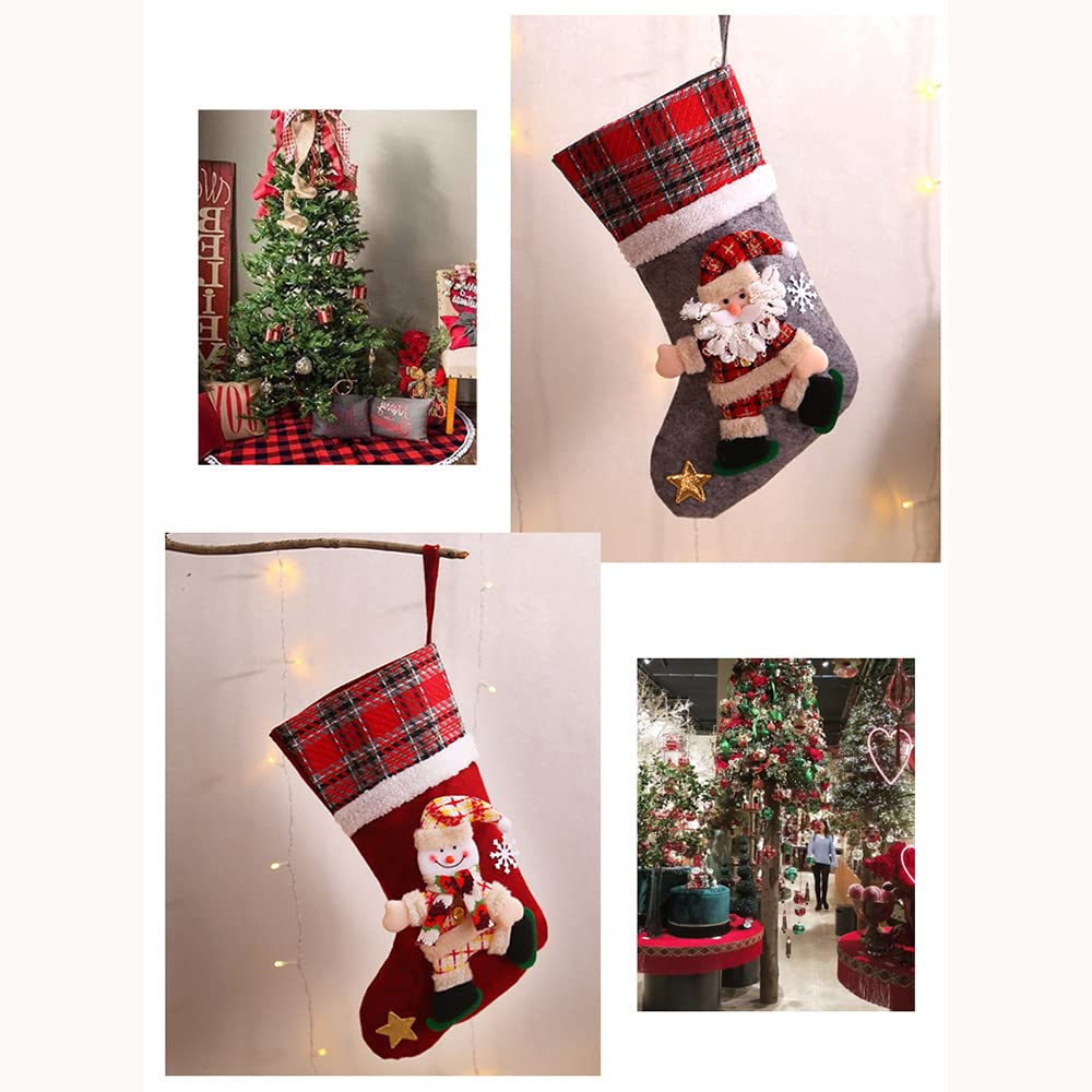 Medias de Navidad 4 Piezas, Grande Personalizadas Calcetines de Navidad de Chimenea Colgante, Medias de Regalo de Saco de Navidad Decoración Navideña