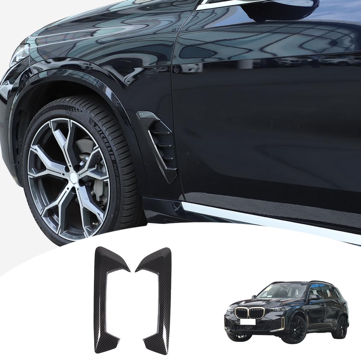Car Fender Side Vents Cover Trim,ABS Carbon Fiber Spoiler,Compatible with BMW X5 G05 2023 2024 Fender Decorative Stickers, Air Flow Intake Hole Grille Auto Exterior Accessories (Carbon Fiber)