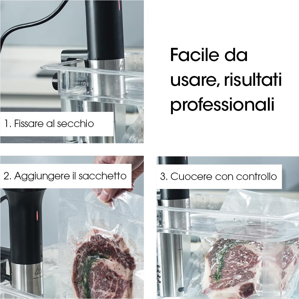 Vesta Precision Circolatore Sous Vide SV80s per Cottura a Bassa Temperatura in Casa con Alte Prestazioni | Capacità di Riscaldamento 40 l, 1200 W, include app Wi-Fi, nero