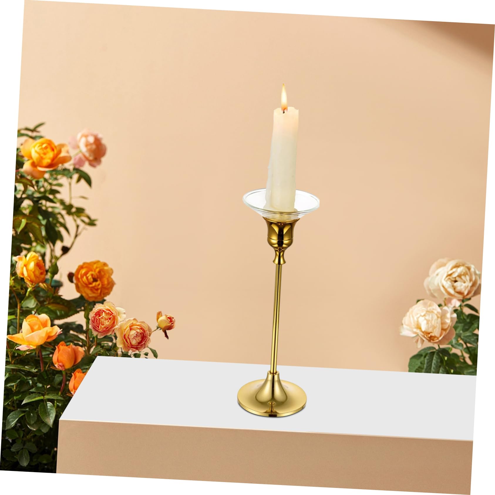 Protezione per Candele in Vetro 12 Pezzi, Salvagoccia per Candele a Taper, Design Facile da Pulire e Uso Duraturo per Casa e Hotel