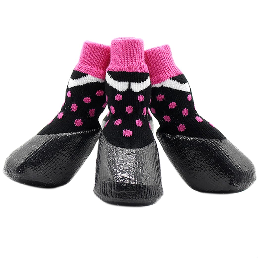 Large Dog Socks with Dots, 4-Pack Elastic Paw Protectors for Dogs