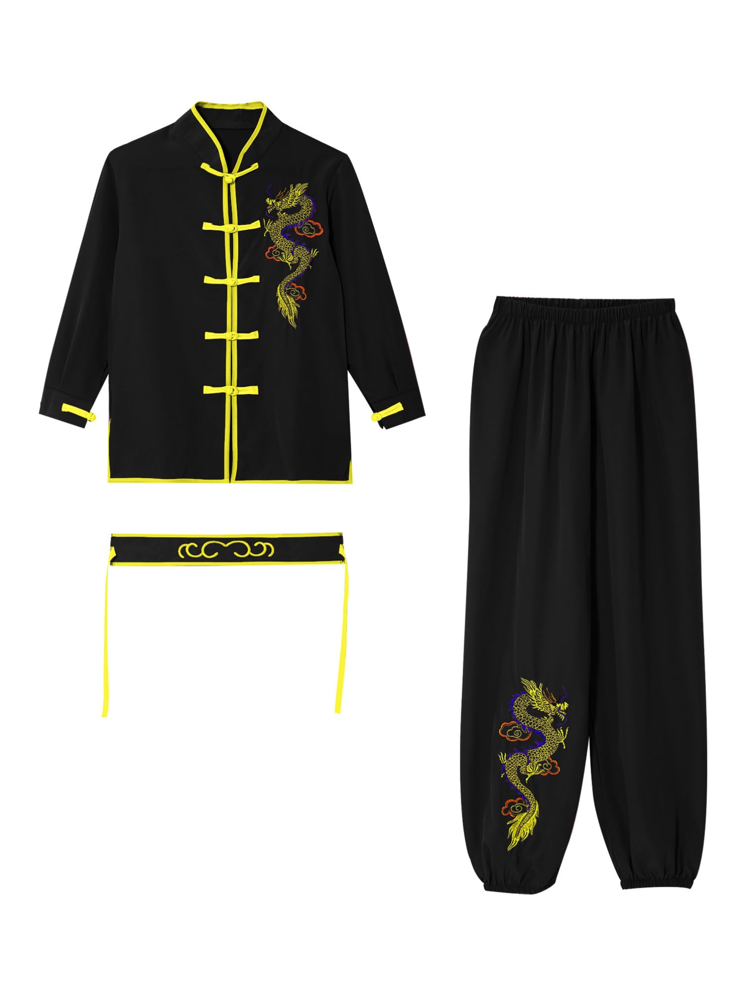 dPois Tai Chi Abbigliamento Bambino Ragazzo Unisex Uniforme Kung Fu e Arti Marziali Esercizio Uniforme Kung Fu Abbigliamento Costume Tradizionale Cinese Wushu Qigong