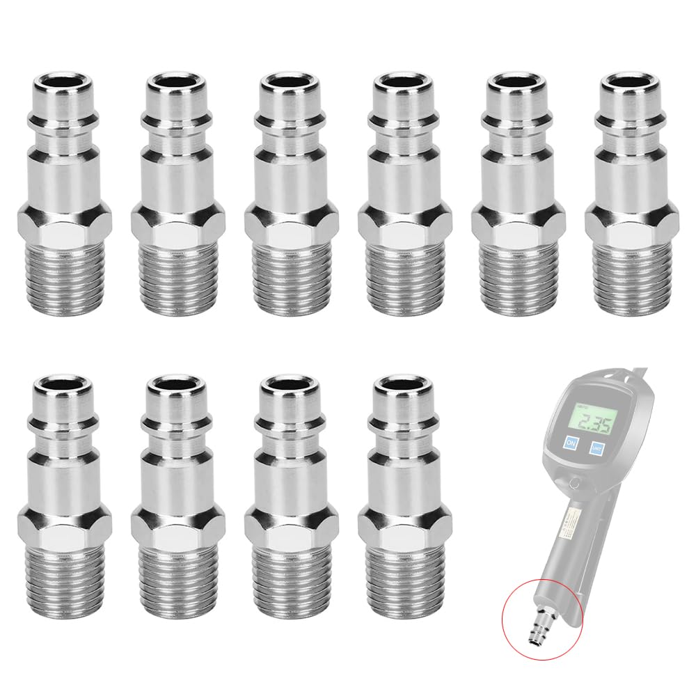 Huanfeimo Men's Silver 10 Pcs Air Line Connectors Euro Air Line Fittings 1/4" Bsp Air Hose Coupler Thread Airline Fittings For Compressor Tools (Silver)