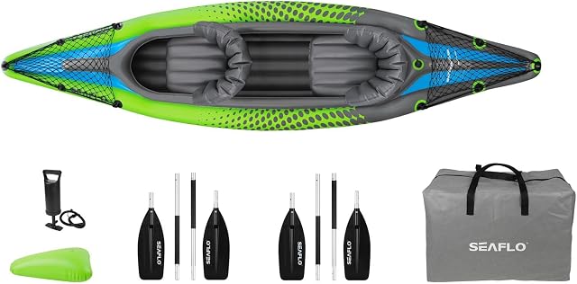 Inflatable Sit In Kayak Double (Canoe Paddling Tandem River Fishing 2 Person & Accessories)