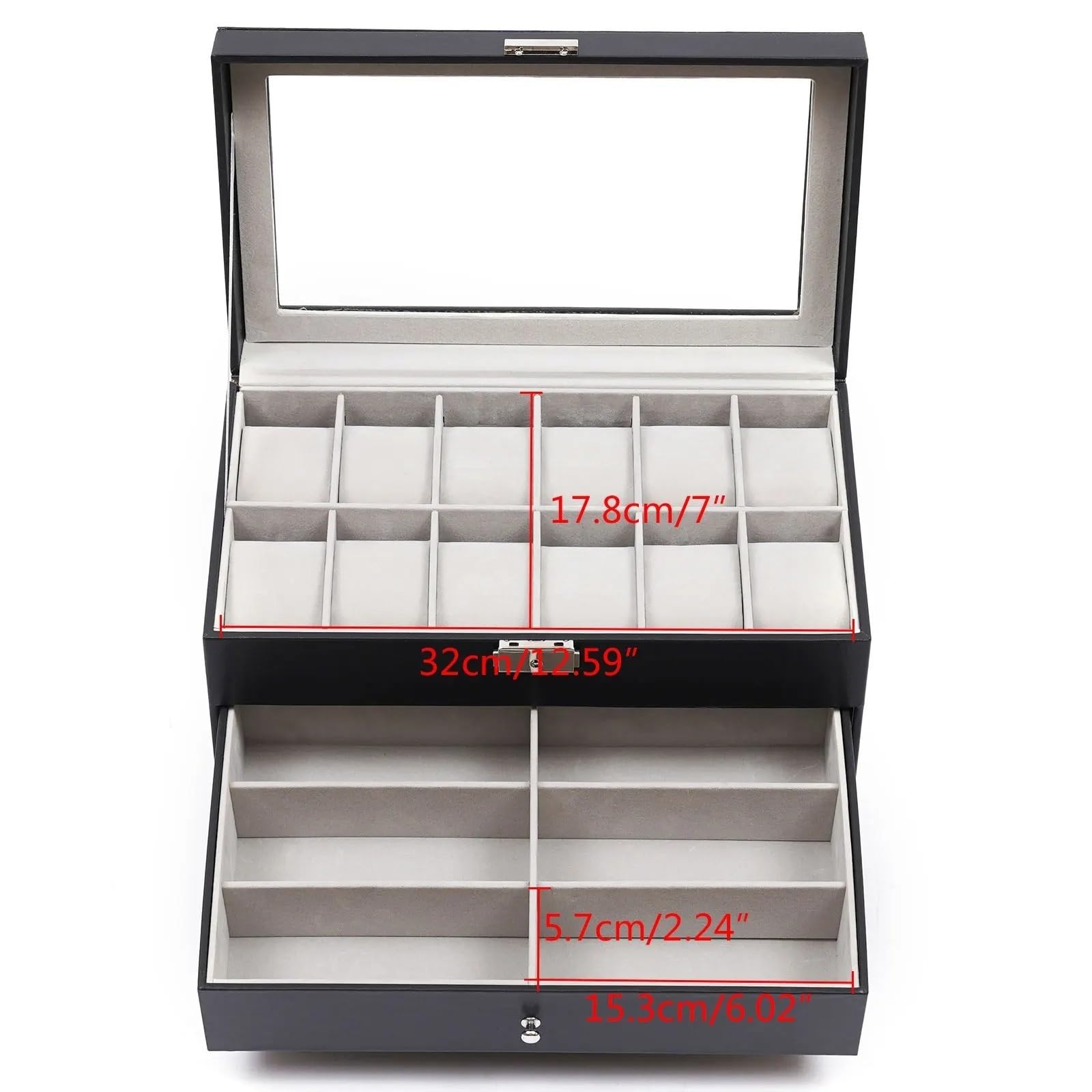 Caja De Gafas Sol for Reloj Cuero 3 Capas para Gafas