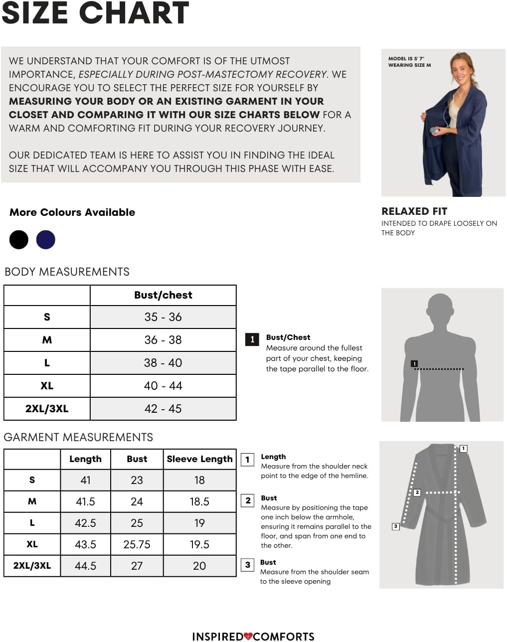 Inspired Comforts Breast Cancer Post Surgery Mastectomy Recovery Robe with Internal Drain Pockets