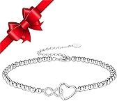 Jbniuay weihnachtsgeschenke für frauen Armband damen - Geschenke für frauen infinity-Herz Armband Kugelarmband armband damen silber 925- Unendlichkeit herz-Geschenke für Frauen/Damen/Mama/Tochter