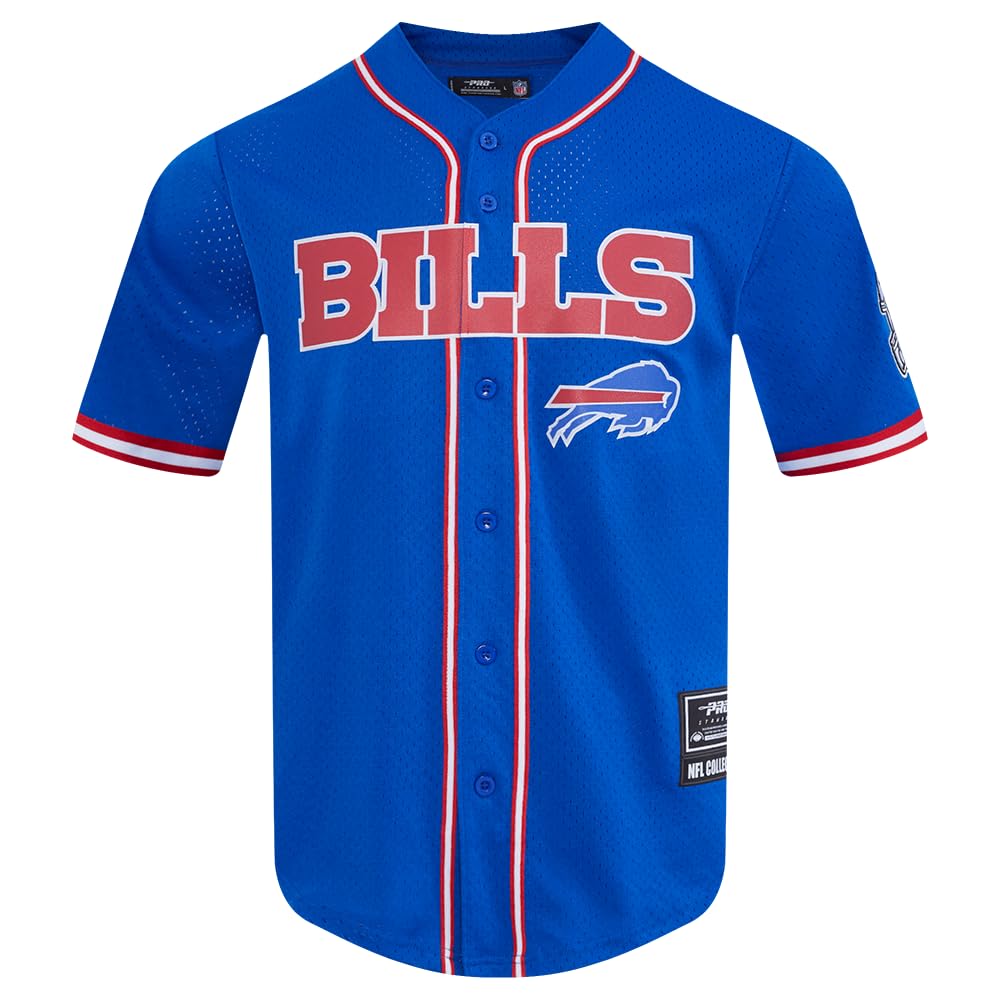 Pro Standard Mens NFL Buffalo Bills Mesh Button Down Top Royal Blue/Red S