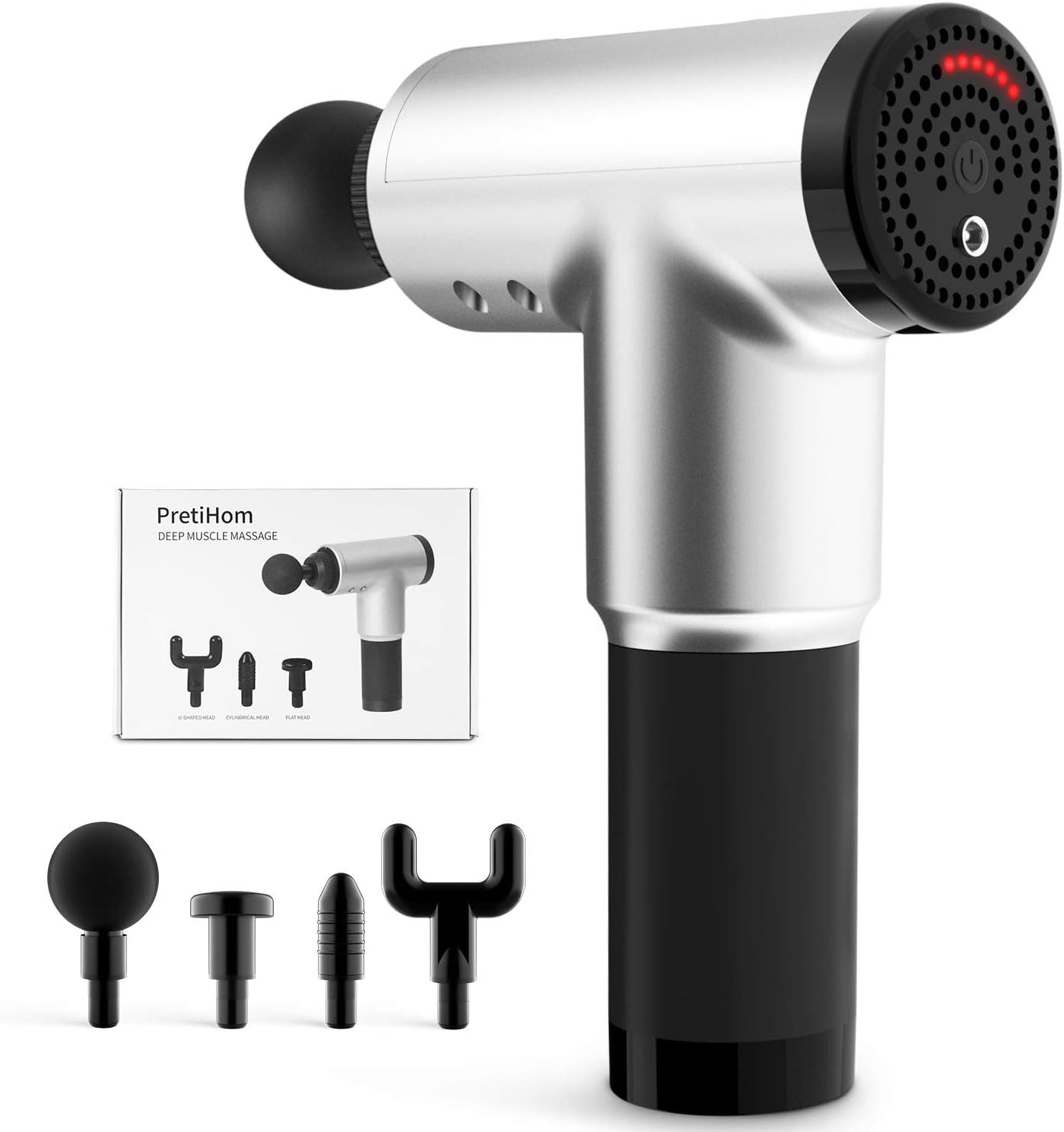 Percussion Massage Gun, Massage Impact Device Wireless Handheld Vibration Deep Tissue Muscle Electric Gun Quiet Brushless Motor with 4 Massage Heads and 6 Adjustable Speed