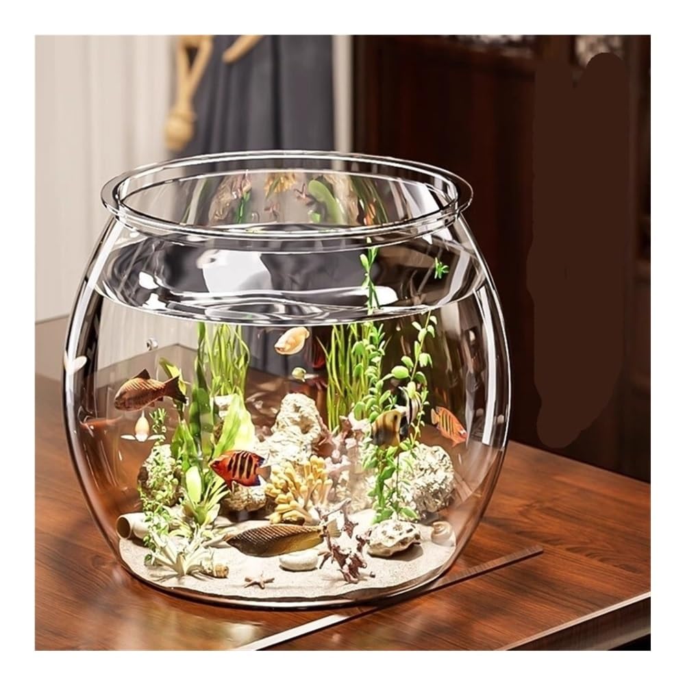 pecera Tanque pequeño de Pet translúcido Redondo de una Sola Pieza for Peces, de imitación de Vidrio, for Sala de Estar, Oficina, Escritorio.(18.5cm)