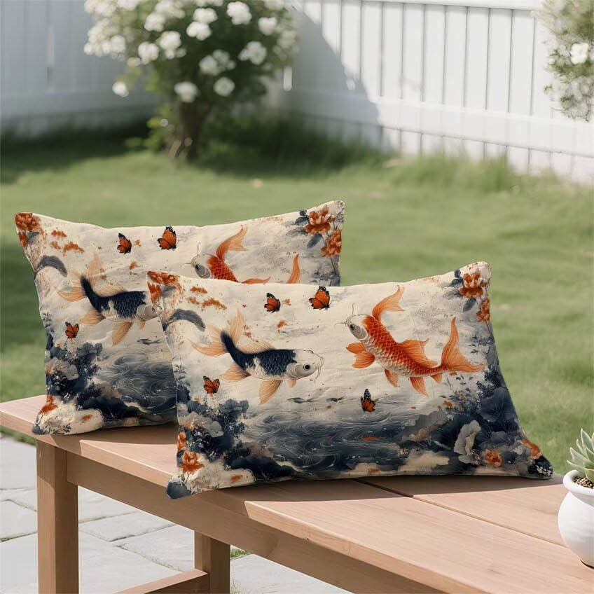 Taie oreiller poisson turquoise 40x70 cadeau idéal décoration maison automne