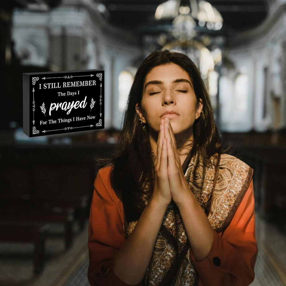 EoffIvan Christian Gifts For Women Men Wooden Sign Decoration Religious Spiritual Gifts Home Decor Living Room Book Shelf Decor I Still Remember The Days Sign Bible Verse Farmhouse Decoration - Image 6