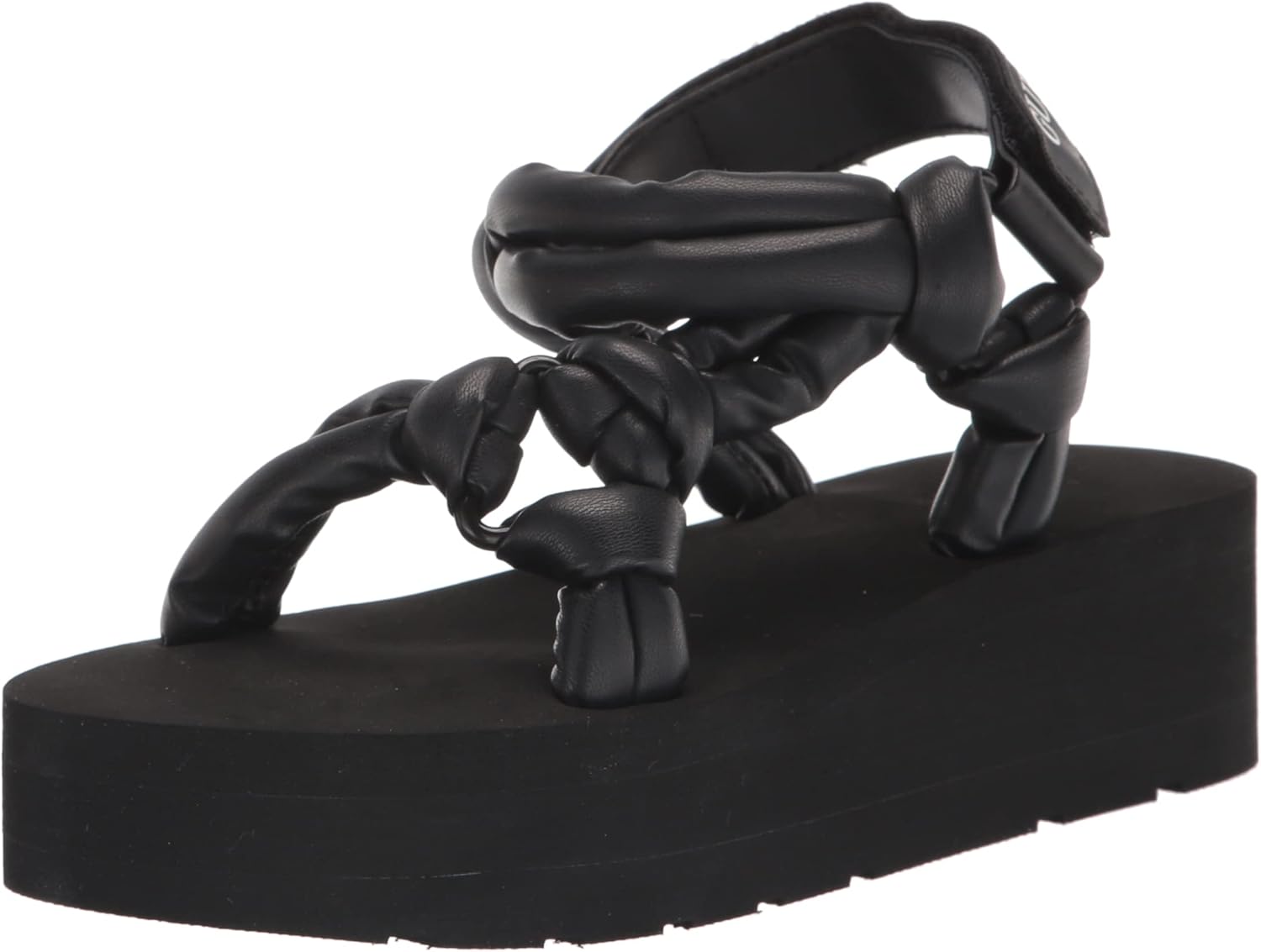 GUESS Women's Albina Wedge Sandal, Black, 9