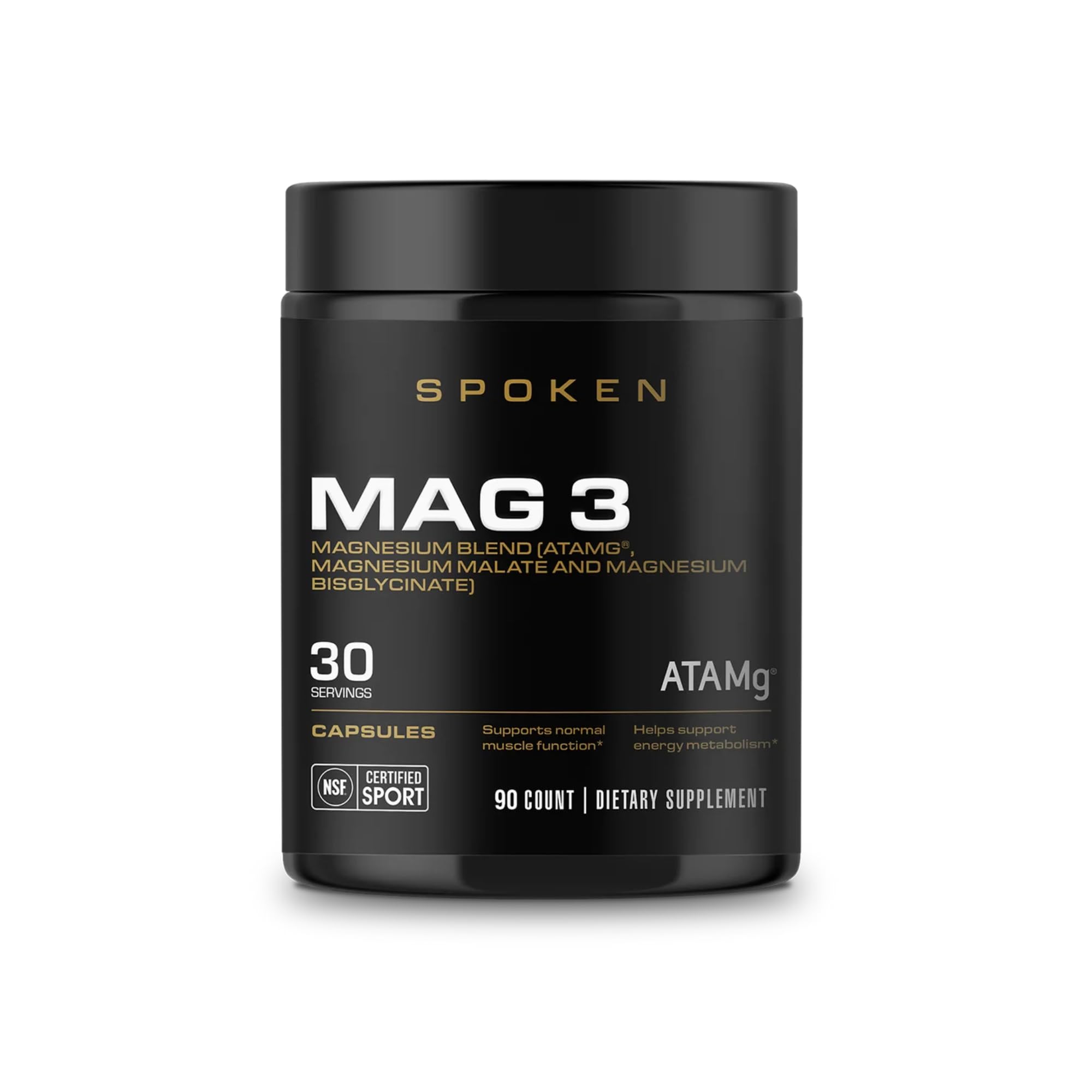 Spoken MAG 3 Magnesium Supplement 90 Capsules – Triple Magnesium Complex (Glycinate, Malate, ATA Mg®), Supports Relaxation, Energy & Muscle Function, High Absorption Formula