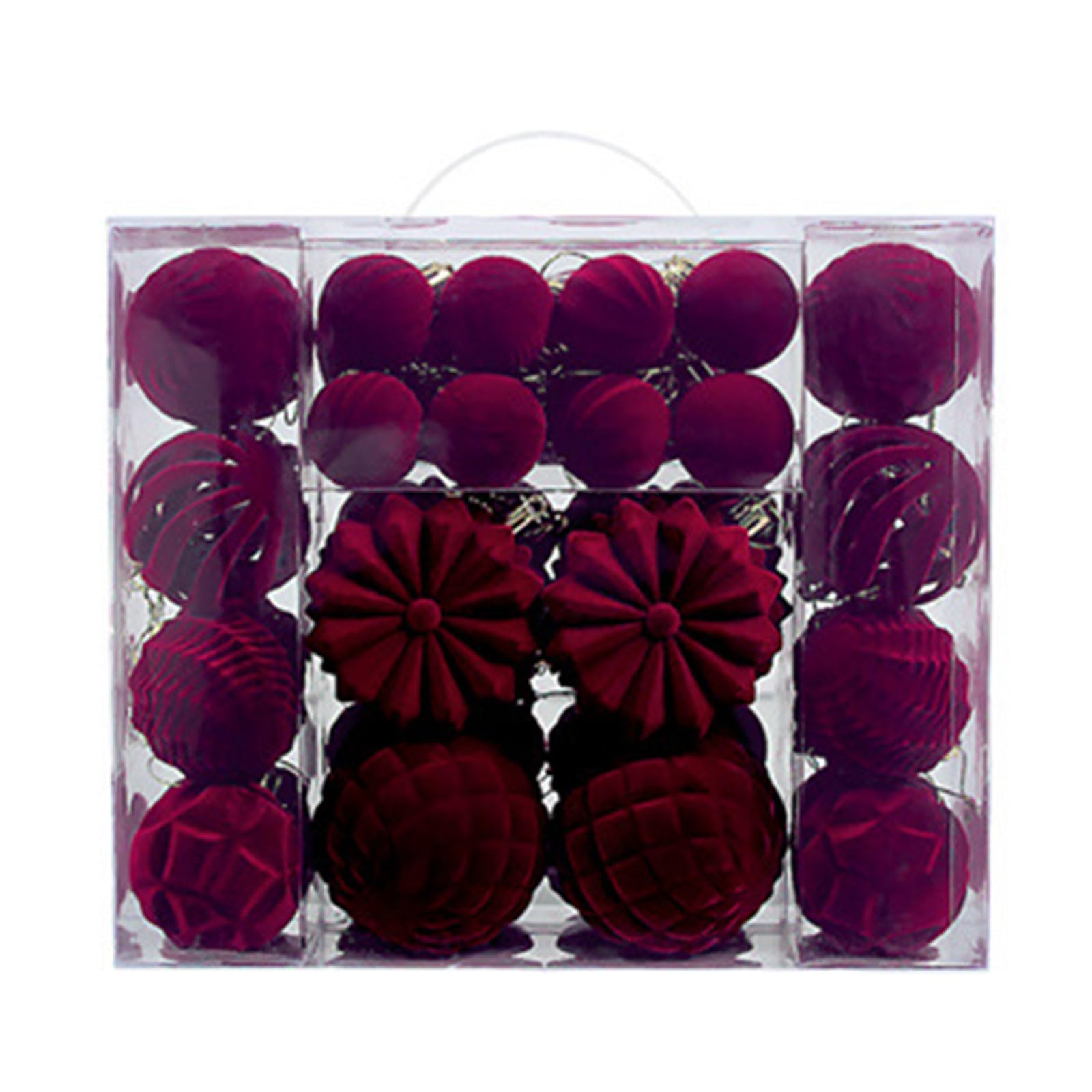 Tsophreniq 48Pcs Christmas Baubles Velvety Ball Hanging Ornament for Tree Wreath Decoration Holiday Party Centerpieces Ball Decorations