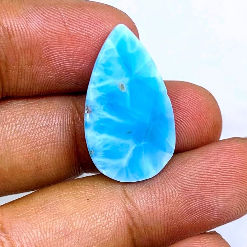 Larimar naturel cabochon poire 25x14mm pour création de bijoux uniques