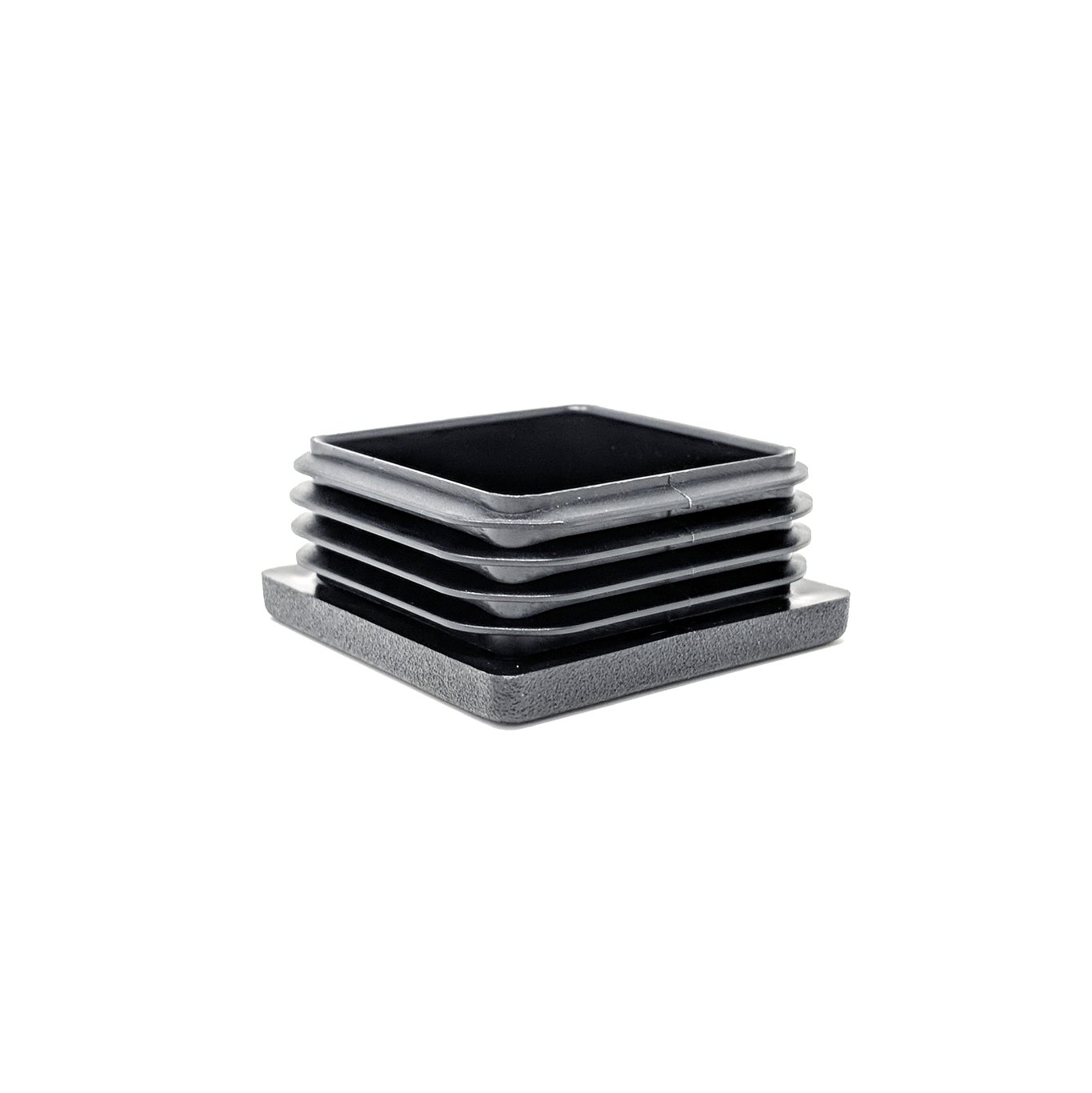 Sqaure Ribbed Plastic Insert Plugs End Caps (Black, 45x45mm See Second Image for Dimensions- Pack of 100) Made in Germany — image 1