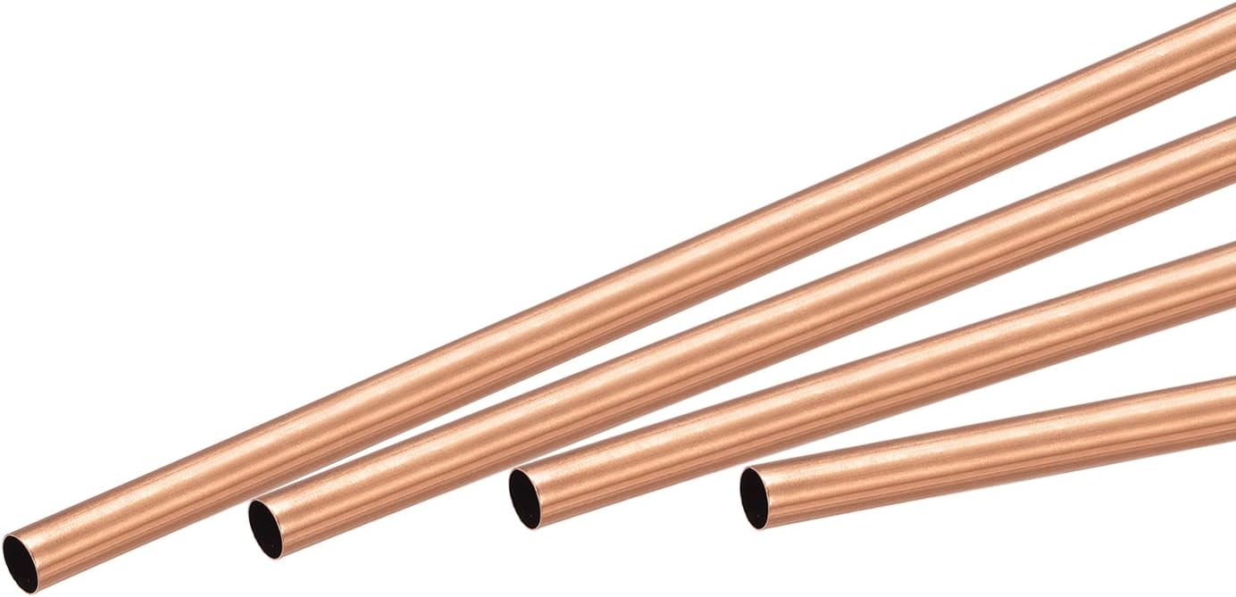 Copper Round Tube 3mm OD 0.25mm Wall Thickness 200mm Length Pipe Tubing 4 Pcs