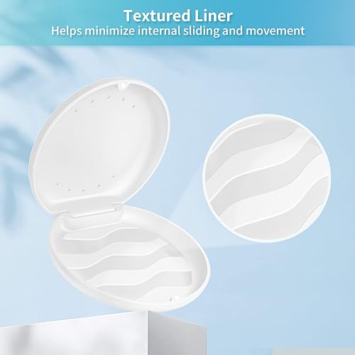 Miniatura 4 de Annhua Estuche de retención de ortodoncia con orificios de ventilación, estuche de almacenamiento de dentaduras postizas delgado con cierre