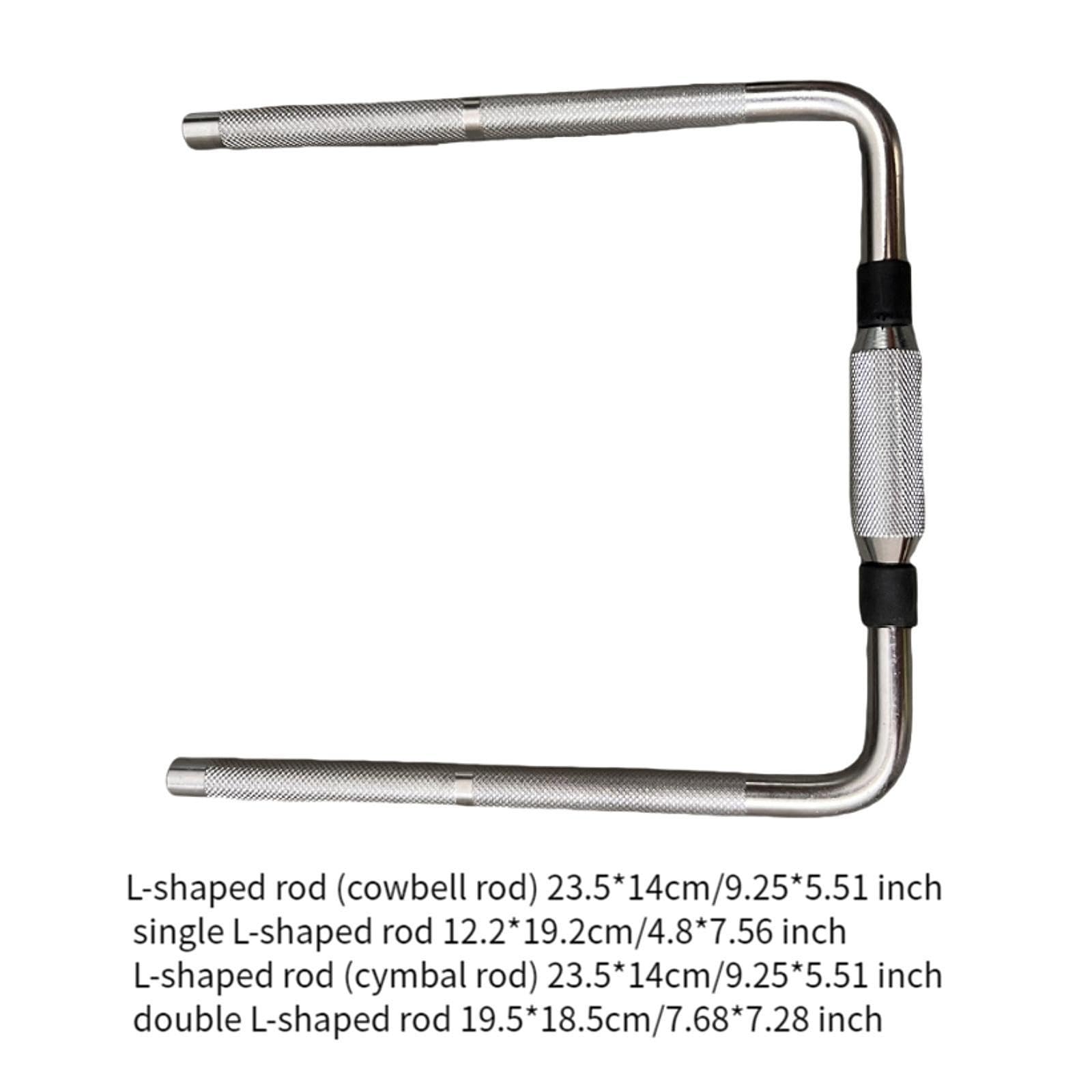 Percussion L Shaped Rod Bras Attache Instrument Batterie Montage Métal Réglable Stabilité Adapté pour Musiciens Professionnels Débutants Scène Répétit, Double L