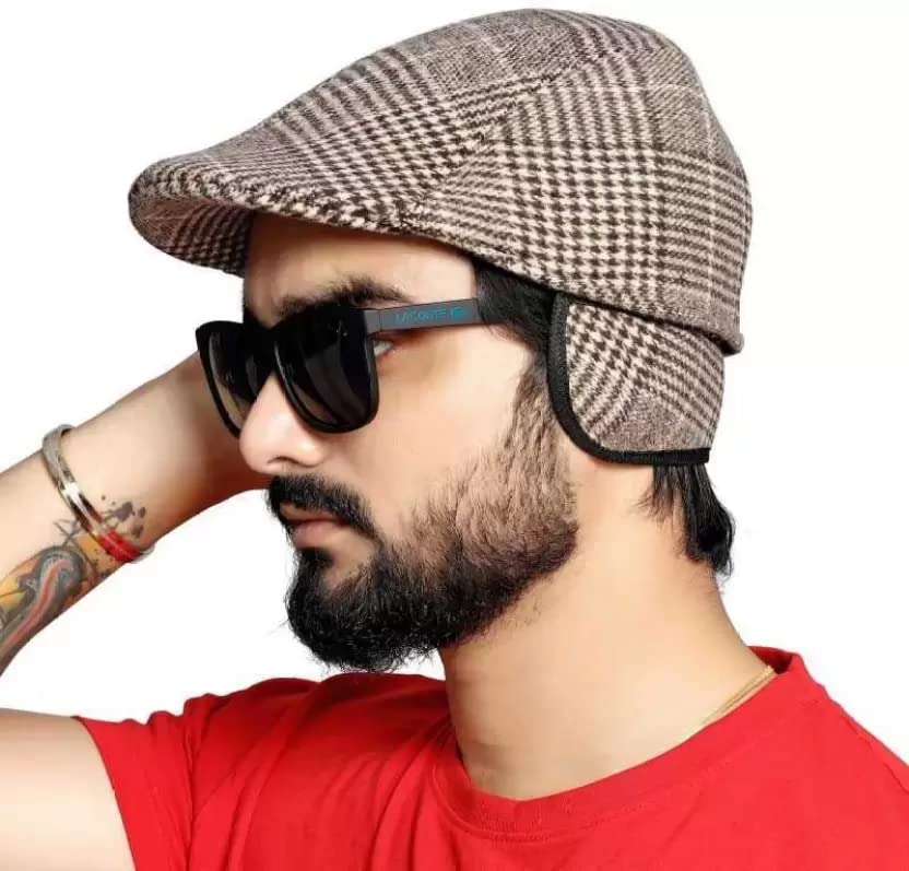 Devanand Style Unisex French Classic Plaid Forward Hat Retro Short Brim Beret Autumn and Winter Outdoor Fashion Newsboy Hat, Golf Cap-image-12