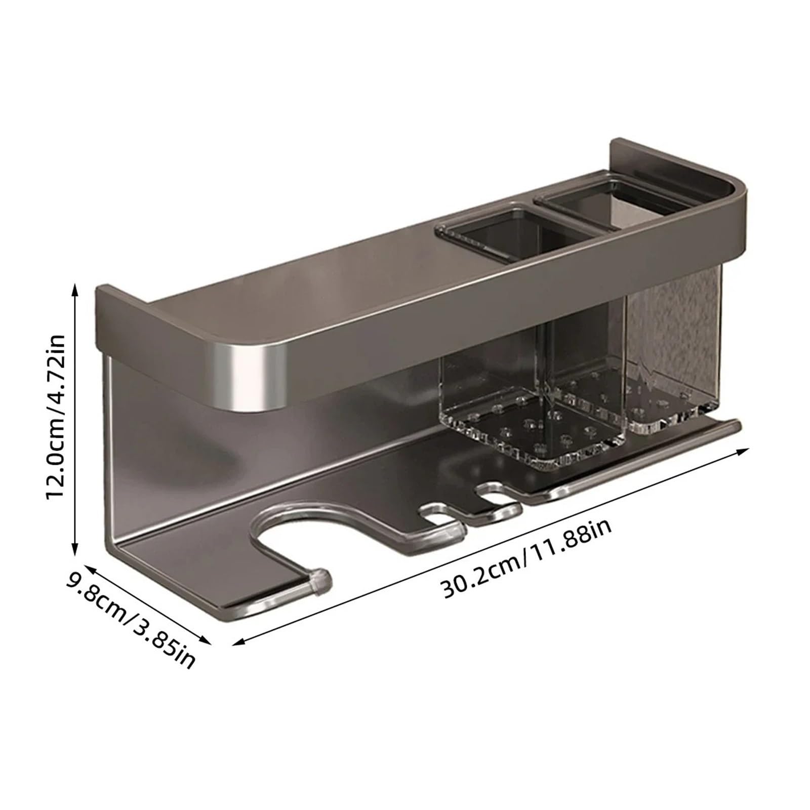 Haartrockner-Aufbewahrungsregal aus Aluminiumlegierung, ohne Bohren, zur Wandmontage, 2-in-1-Badezimmerregal Für Haartrockner