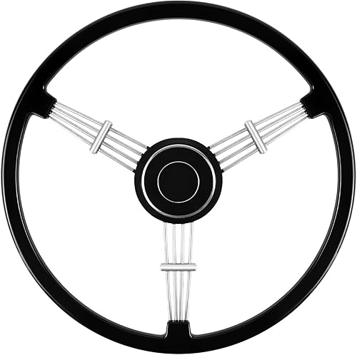 Volante de 15-12 pulgadas, estilo retro clásico con diseño de banjo negro, compatible con Porsche 356 Speedster (barniz de horneado - negro)