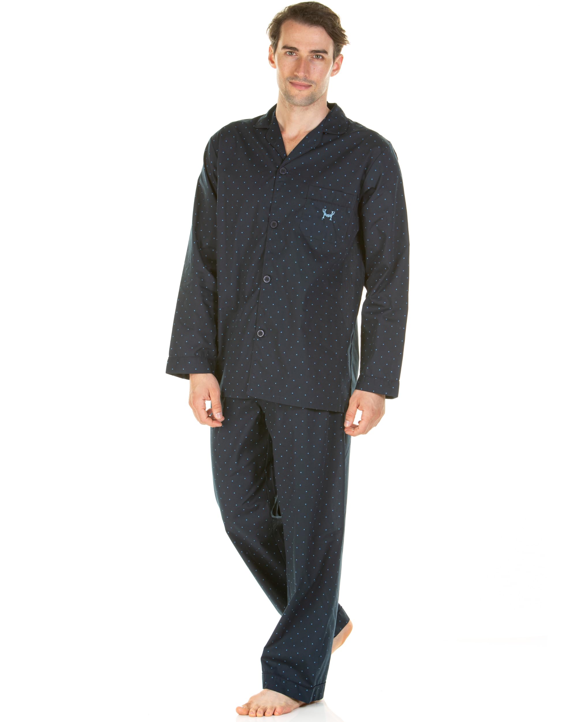 Haigman Men's Dots Print Printed Easy Care Cotton Rich Classic Pyjama Set (S, To Fit Chest 90-95Cm/35-37In, To Fit Waist 77-82Cm/30-32In, )