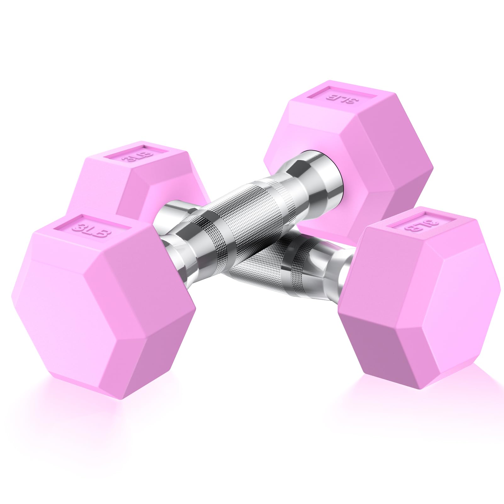 Portzon Weights Dumbbells Pink Colors Compatible with Set of 2 Neoprene/Rubber Dumbbells,1-15 LB, Anti-Slip, Anti-roll, Hex Shape