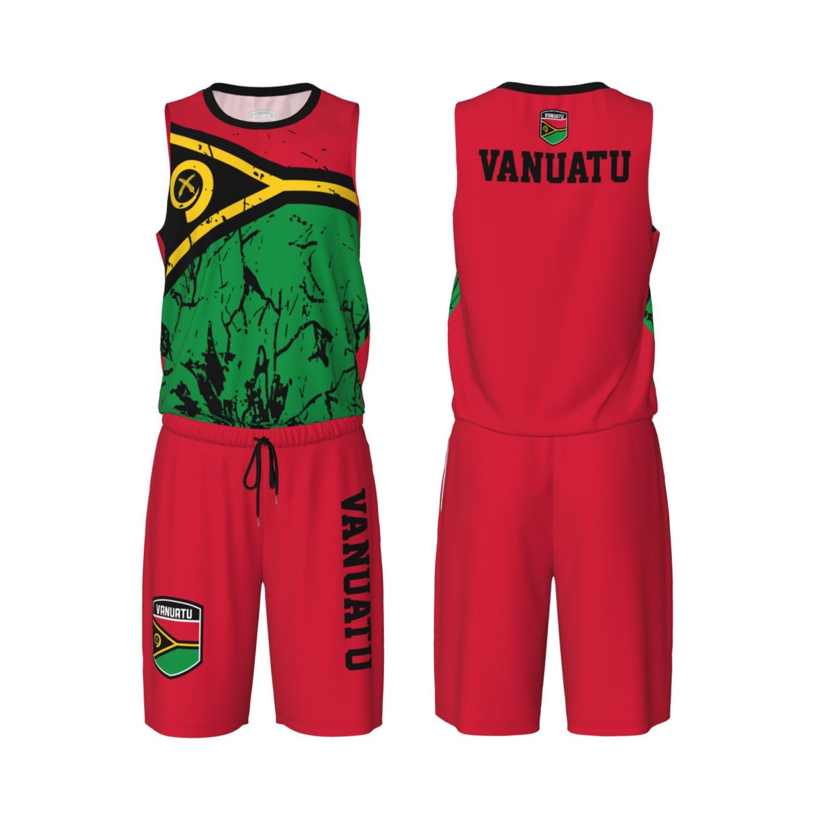 Vanuatu Flag Grain (1) Basketball Jersey Uniform Suit for Men Adults Training Athletic Set