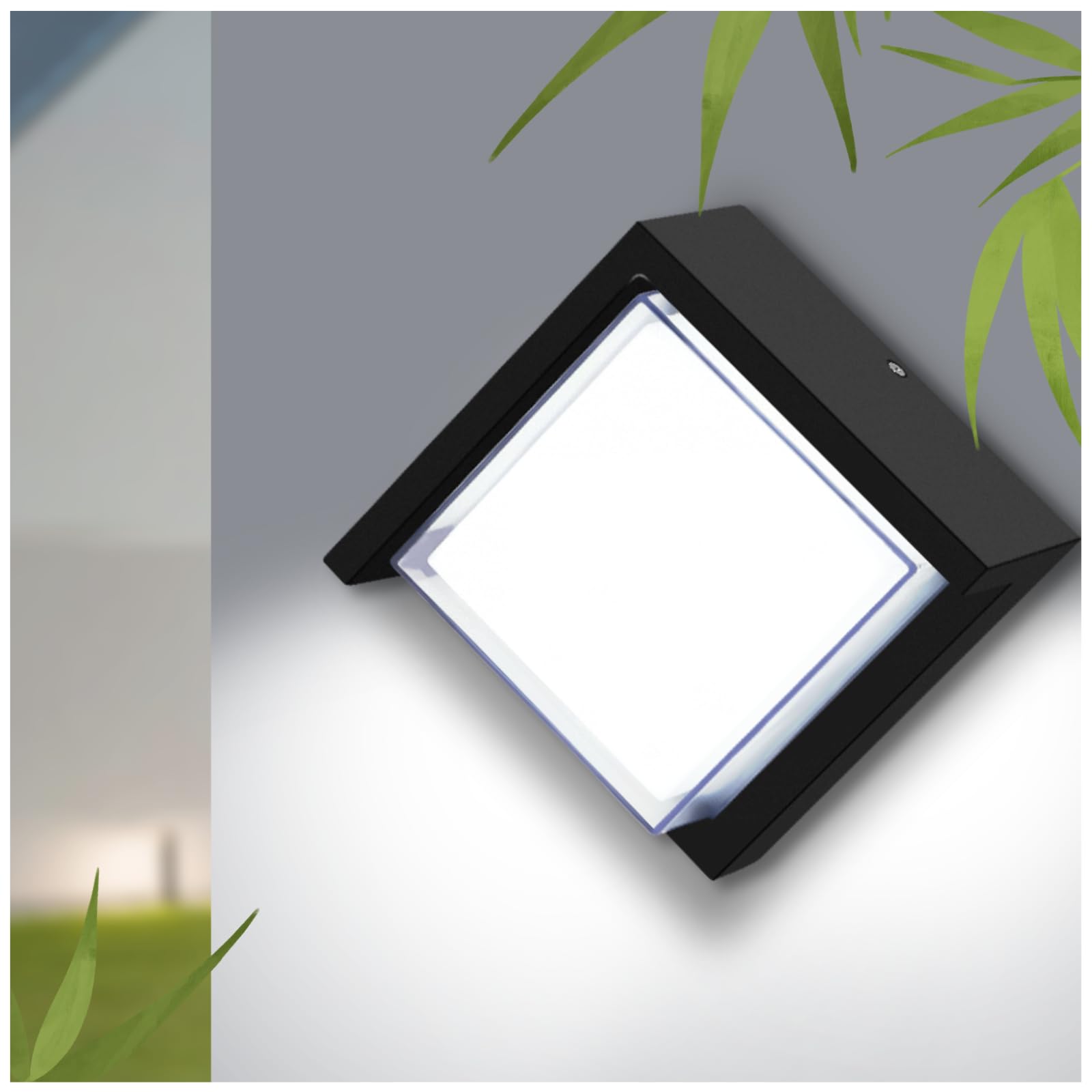 Outdoor Wall Light, 6000K Daylight Small Anti Rust Exterior Wall Lighting Fixtures, Black Square Wall Mount 12W LED Porch Lights for House with Waterproof for Front Porch, Garage, Patio