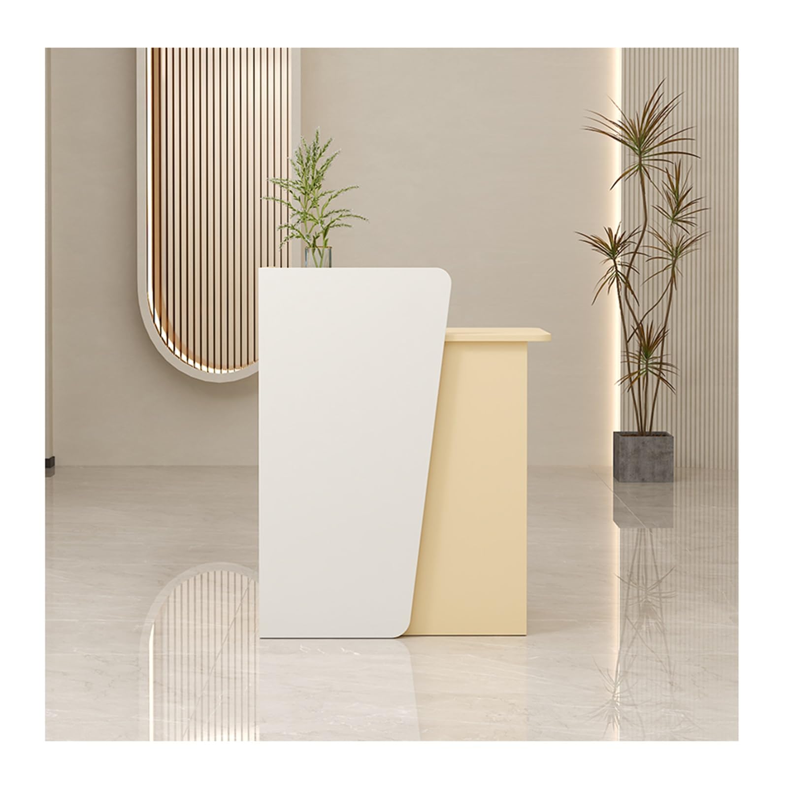Table de comptoir de réception moderne en bois pour hall d'accueil et salon élégant