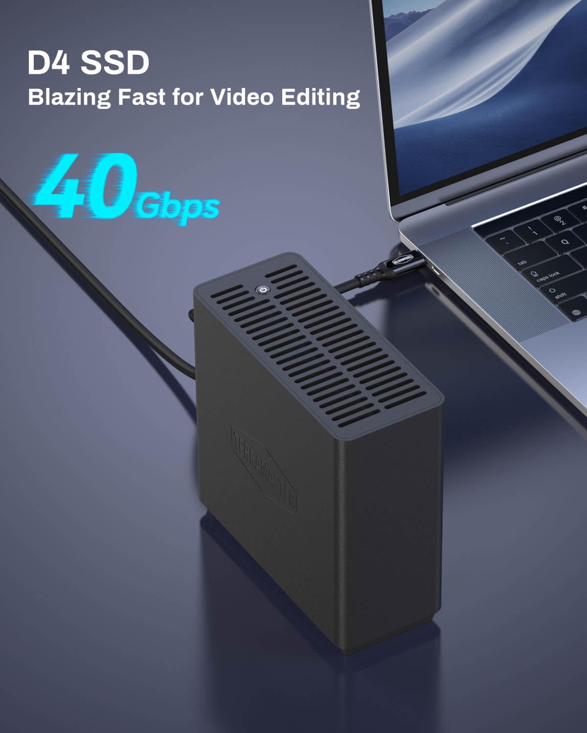 TERRAMASTER D4 SSD NVMe Enclosure - 40Gbps 4Bay, USB Storage Type-C Supporta 4xM.2 NVMe 2280 SSD, Compatibile con USB 4/3.2, Thunderbolt 5/4/3, App Mobile per il Backup dei Dati inclusa (Diskless)