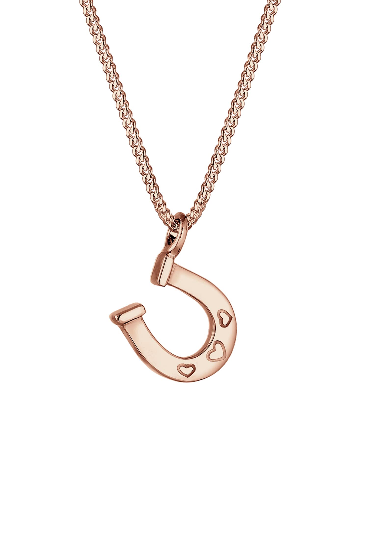 Elli Children's 925 Sterling Silver Girls Horseshoe Talisman Lucky Charm Pendant with Necklace of Length 36 cm