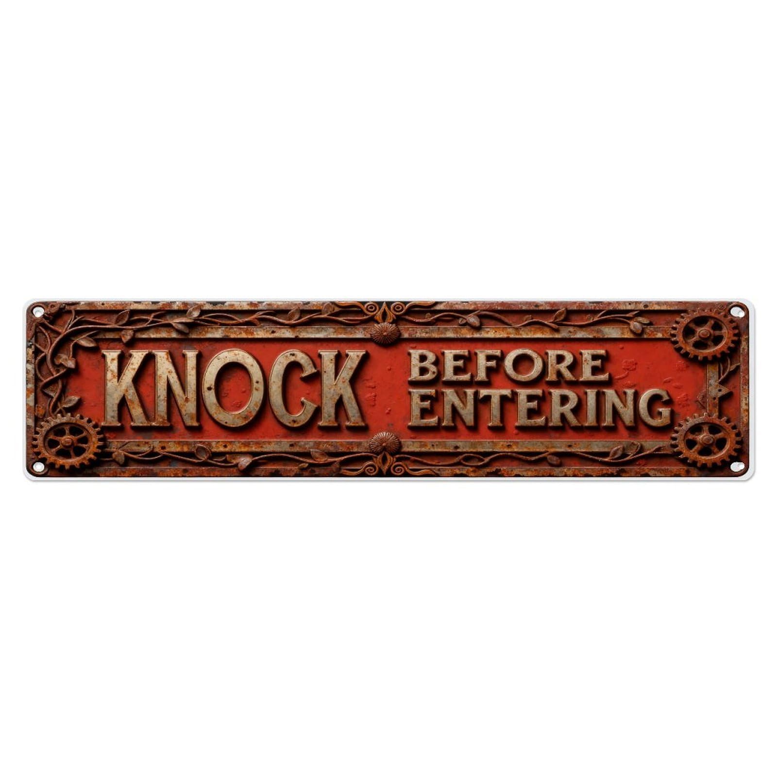 Knock Before Entering Sign Metal Tin Sign Plaque