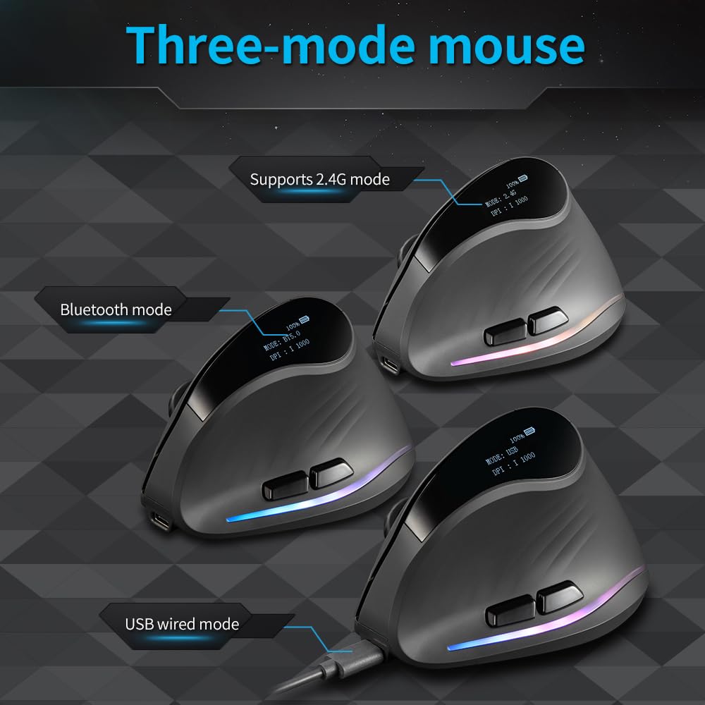 Elementkey IMX8 - Draadloze Muis 2.4Ghz met 7 Kleuren verlichting- Stille muis – Oplaadbaar - Metallic Zilver