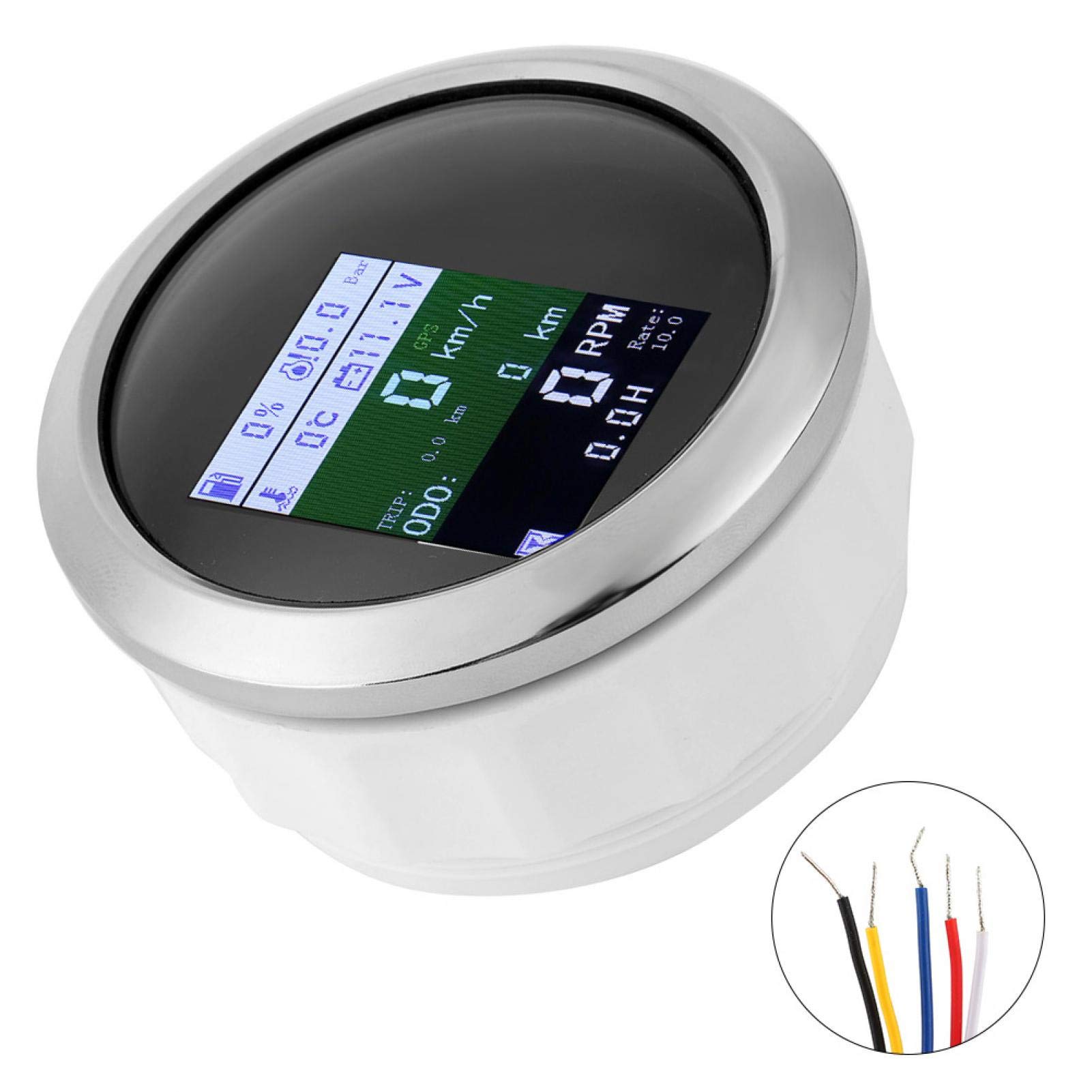 6-in-1 Multifunktions-GPS-Tachometer Drehzahlmesser Voltmeter ?ldruck Kraftstoffstand Wassertemperaturanzeige 9-32V 85mm(EU Standard-Schwarzes Zifferblatt)