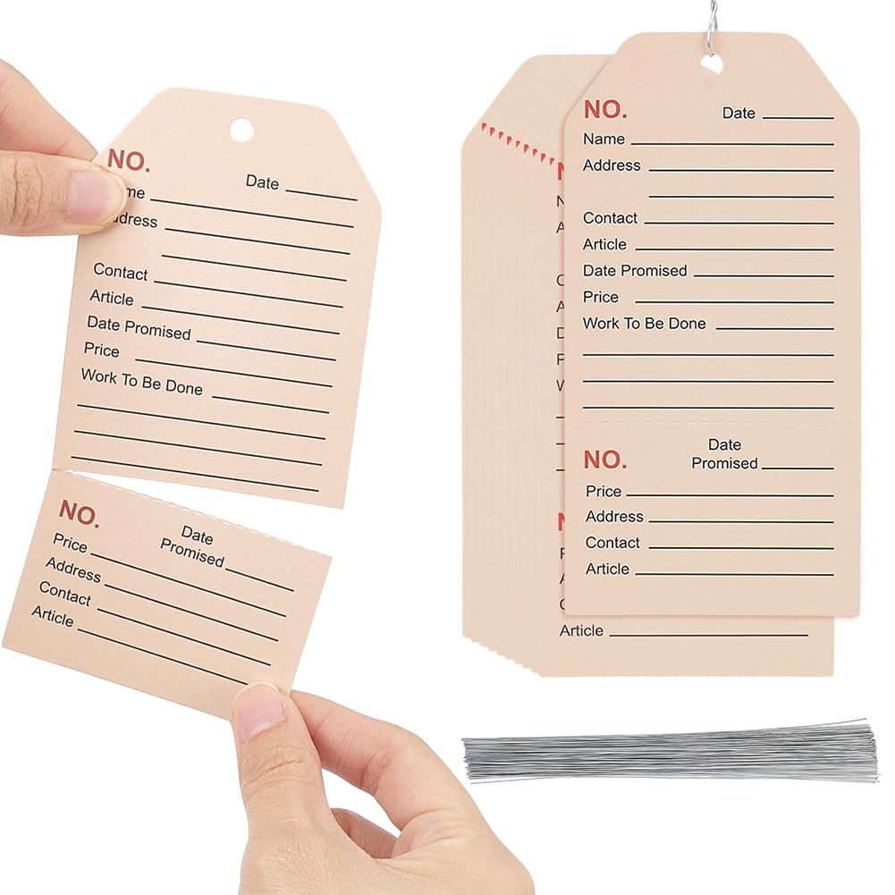 PH PandaHall 200pcs Repair Tags with Wire, 13.35x6.6cm Paper Service Tags Rectangular Equipment Maintenance Labels for Repair Work, Workshop Inventory Factory Dispatch Organization