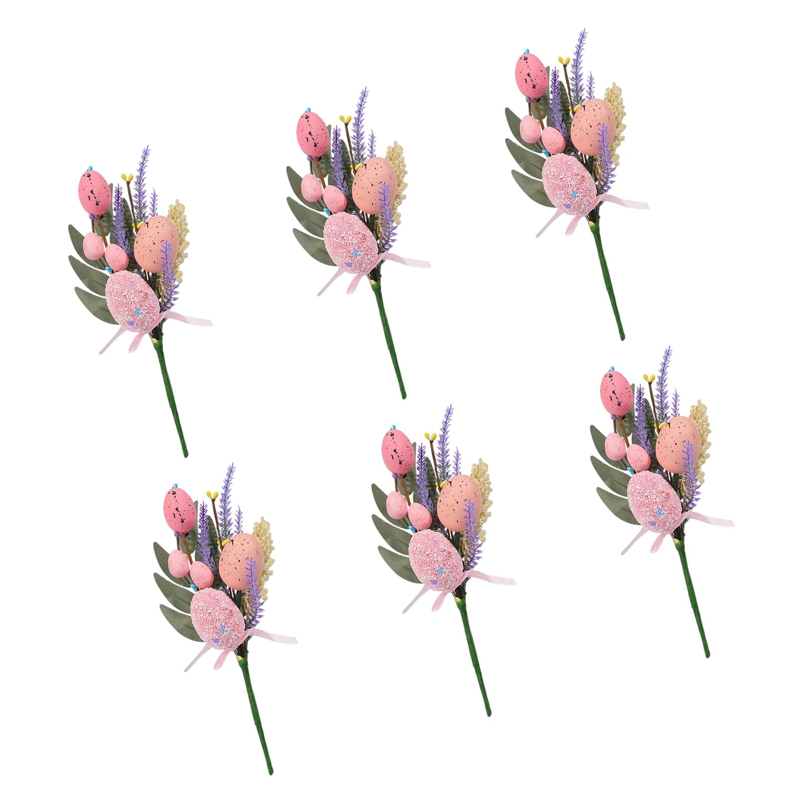 Tsophreniq 6Pcs Easter Eggs Artificial Flower Bouquets for Mantels Tabletop Holiday Decoration Centerpieces Easter Decoration Flower