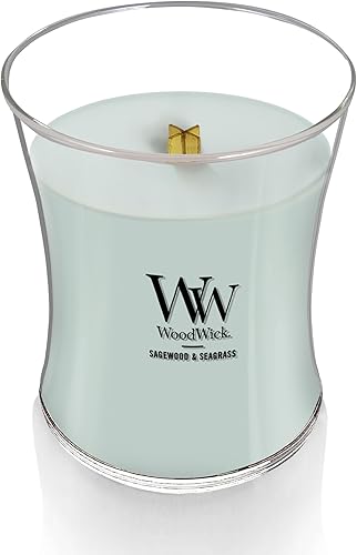 Miniatura 3 de WoodWick Vela mediana de reloj de arena, madera salvia y hierba marina, 9.7 onzas