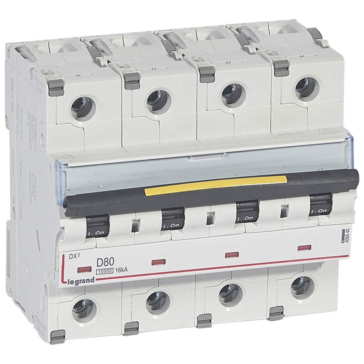 Disjoncteur DX³ 10000-16kA - 4P 400V~ - 80A - courbe D - 6 modules