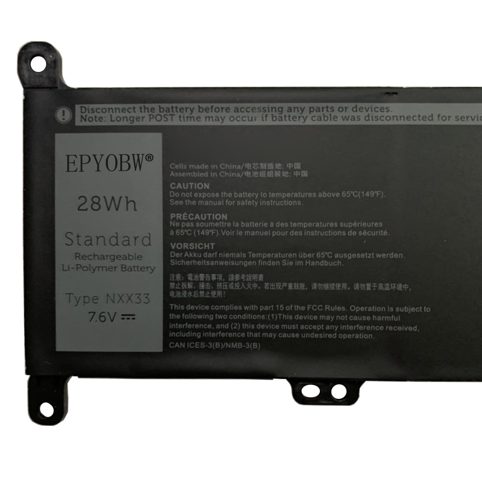 Amazon.com: EPYOBW NXX33 Laptop Battery 28Wh 3500mAh 2-Cell 7.6V