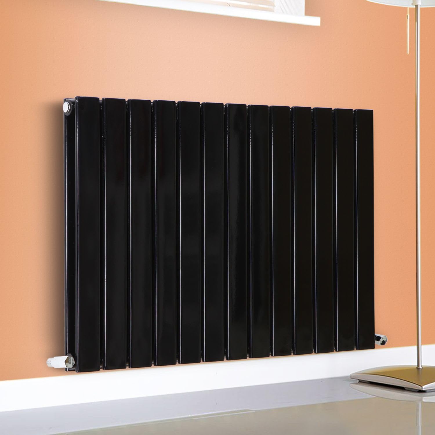 Designer Flat Panel Radiator Horizontal Vertical Modern Central Heating Rads (Double - 400 x 912mm, Black) — image 1