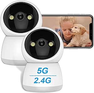 2K Indoor Camera Wireless, 4MP 5GHz & 2.4GHz 360° WiFi Indoor Security Pet Dog Camera with Phone App for Home Security with Night Vision, Motion Detection, Auto Tracking 2Pack asin的图片