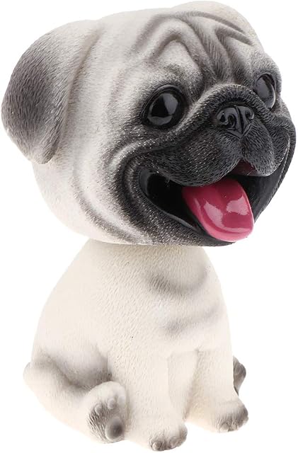 Fenteer Resin Shaking Head Dog Puppy Bobbing Heads Bobblehead Toy Animal Figures Car Dashboard Auto Decoration , Pug