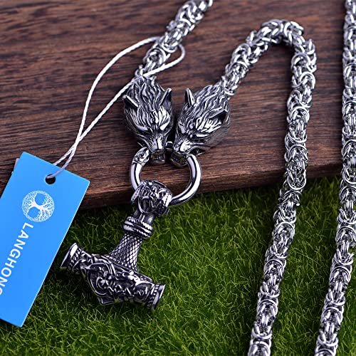 Norse Viking Necklace For Men Punk Stainless Steel Chain Mjolnir Thor Hammer Necklace Talisman Jewelry, Gift For Men4