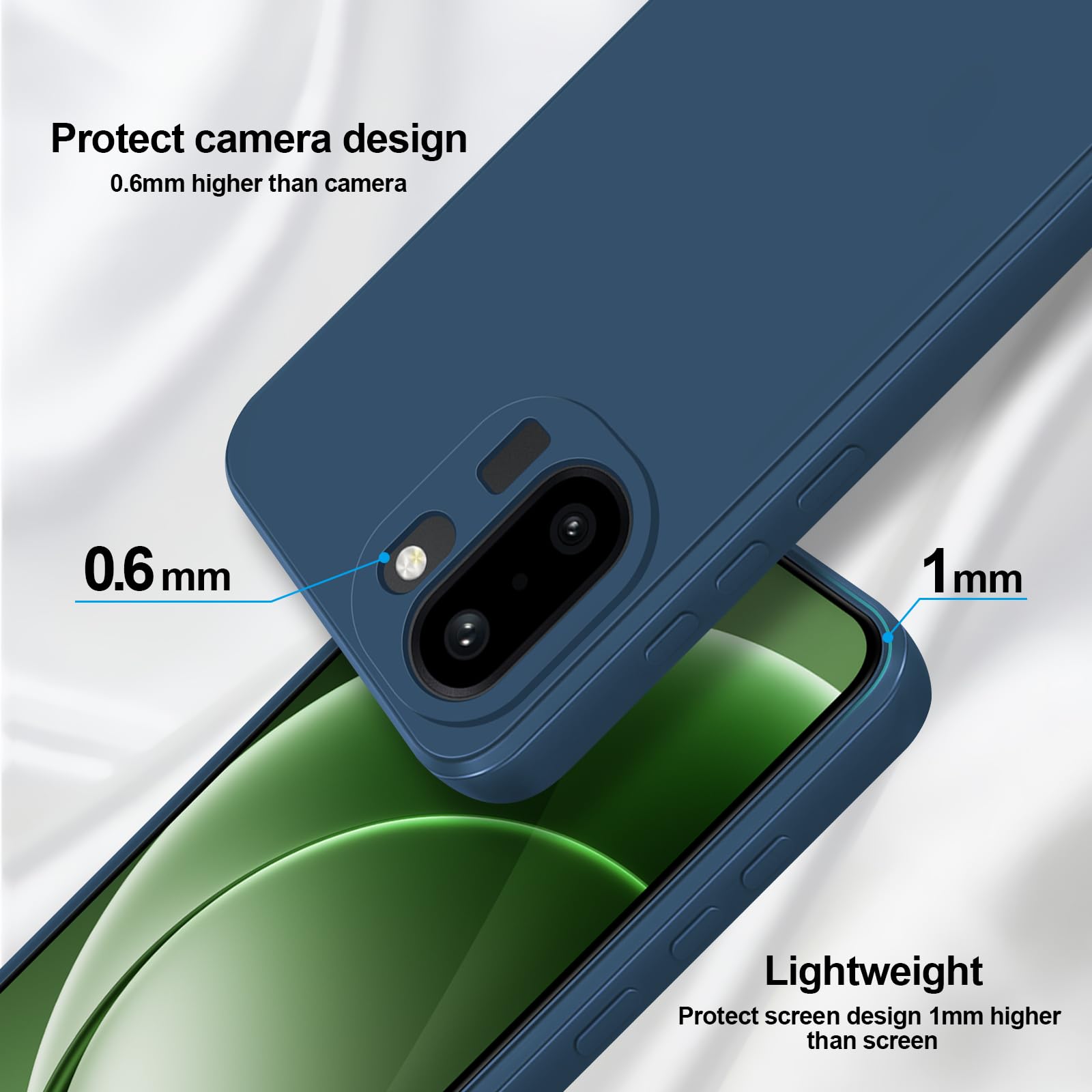 GiiYoon Case Compatible with OnePlus 15R, Silky-Soft Touch Full-Body Protective Phone Silicone Case, Shockproof Cover with Microfiber Lining, Blue — view 3